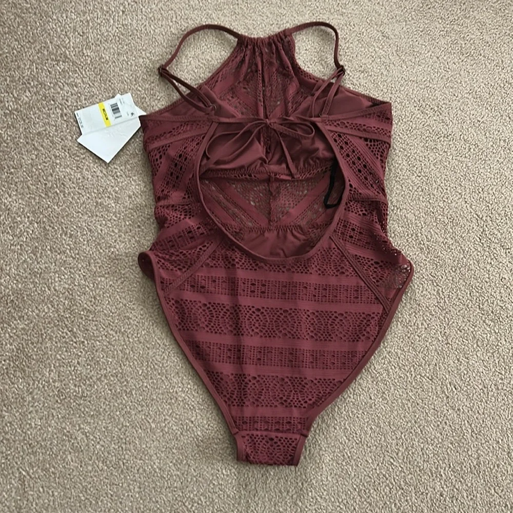 Becca Women's Color Play Crochet High Neck One Piece - Picture 5 of 5